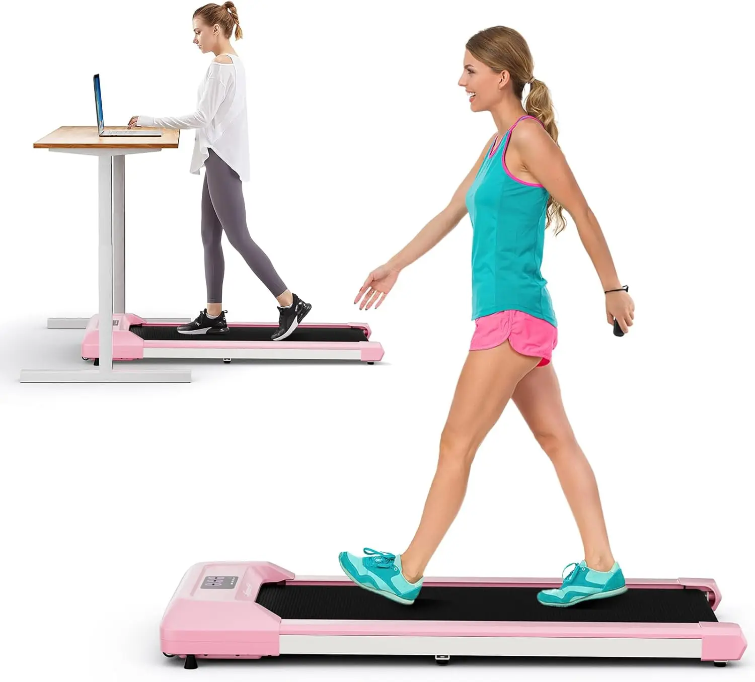 

Walking Pad, Under Desk Treadmill for Home Office with 265 lbs Capacity, Portable 2 in 1 Walking Pad Treadmill Under Desk with R