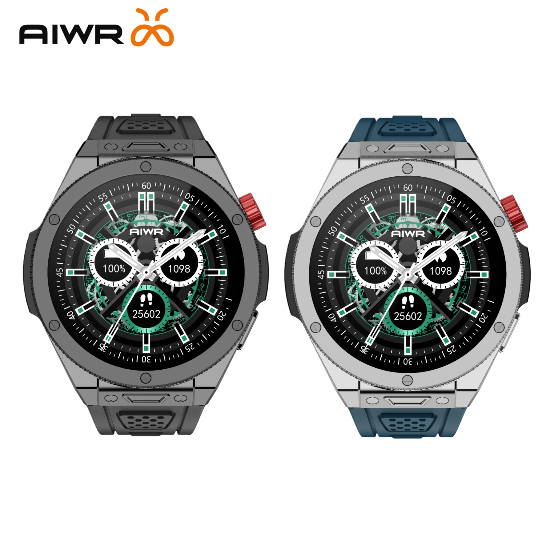 ساعة AIWR Cynex الذكية، GPS، 1.43 بوصة AMOLED، AI Watch Faces ChatGPT، ENC Call، مراقب معدل ضربات القلب 5ATM مقاومة للماء لنظام Android iOS