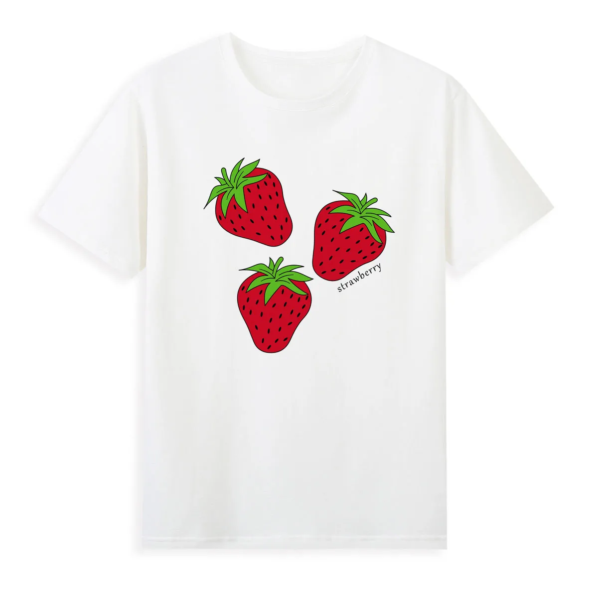 Three Strawberry T-shirts Original Brand Tshirt Women Short Sleeve Summer Clothing Hot Sale Top Tees A028