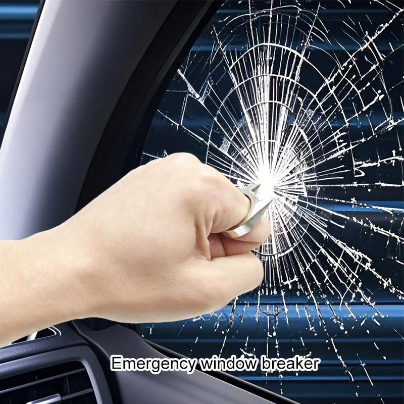 แหวนป้องกันตัว, ที่ทุบกระจก, เครื่องประดับนิ้วที่มีเอกลักษณ์เฉพาะตัว, ป้องกันตัวและป้องกันหมาป่า, โลหะผสมสังกะสี, เส้นผ่านศูนย์กลางภายใน 20 มม.