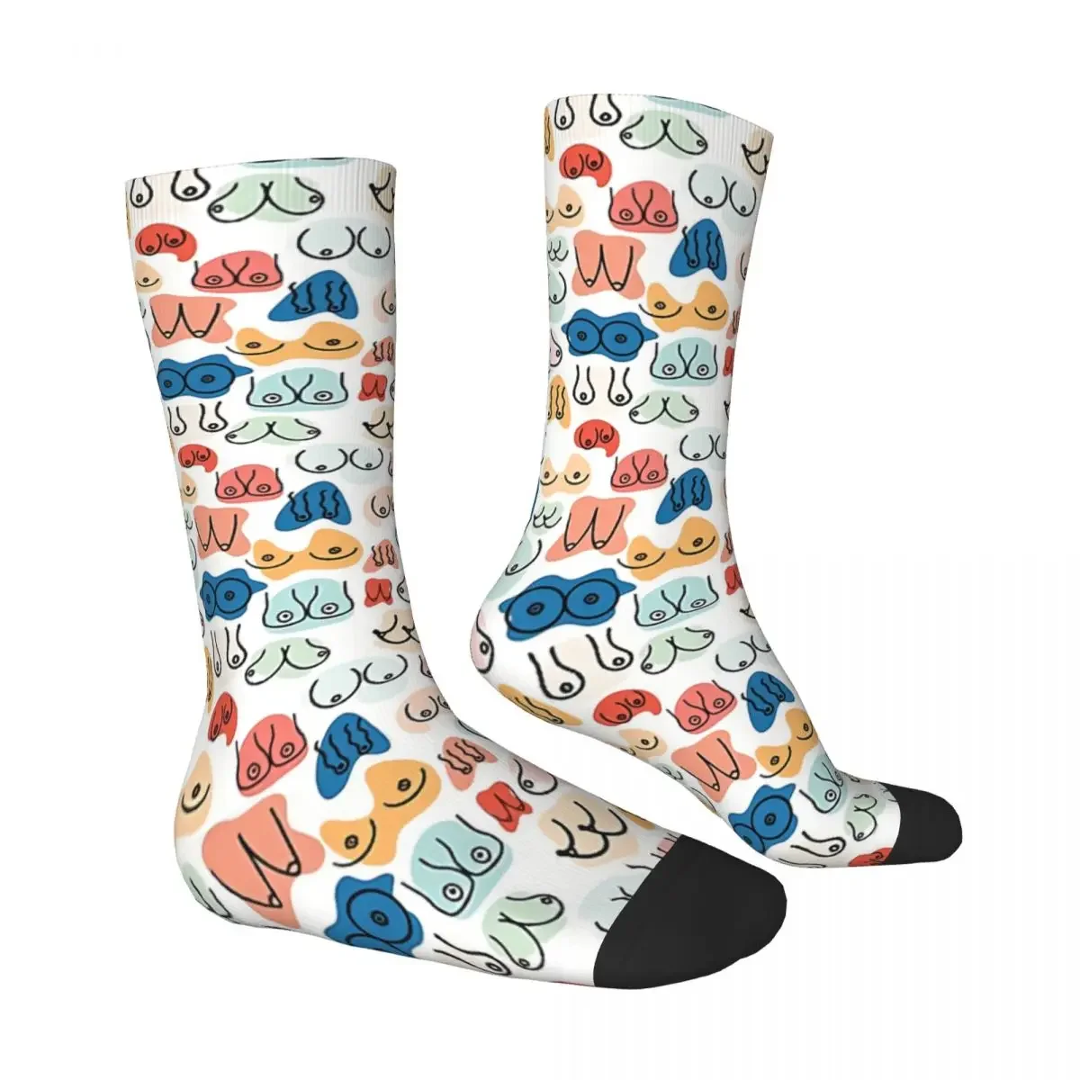 Funny Crazy Sock for Men Colors Hip Hop Harajuku Boobs Happy Pattern Printed Boys Crew Sock Casual Gift