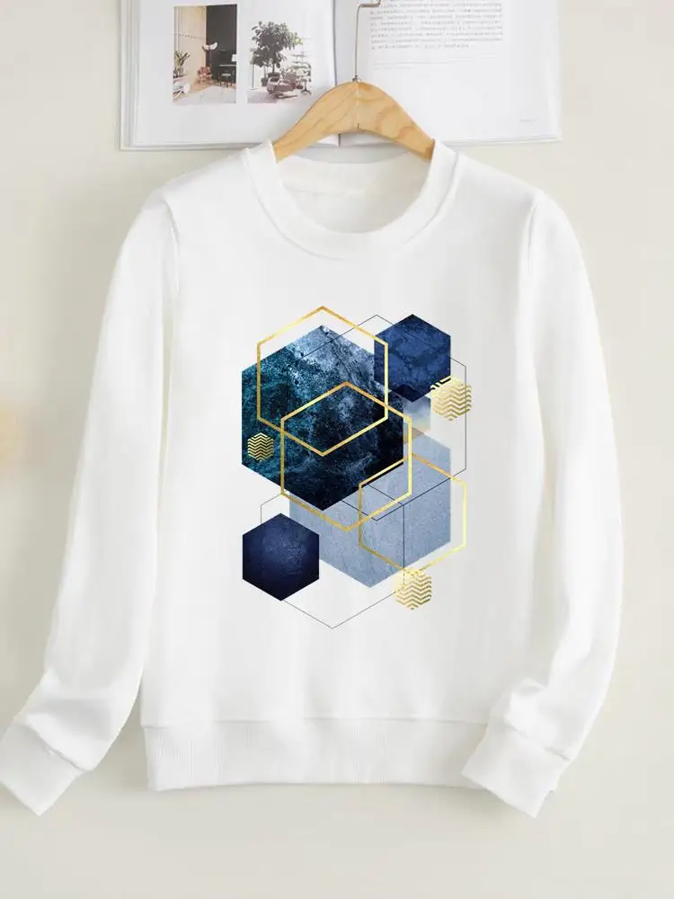 

Pullovers Geometric Trend Lovely 90s Cute Print Long Sleeve Clothes Women Fleece Clothing Fashion Female Graphic Sweatshirts