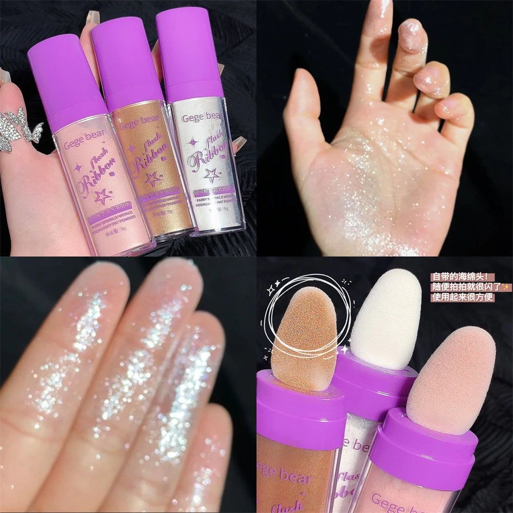 Face Body Highlight Em Pó, 3 Cores Cosméticos Highlighter Em Pó, Shimmer Contour, Blush, Maquiagem De Fadas