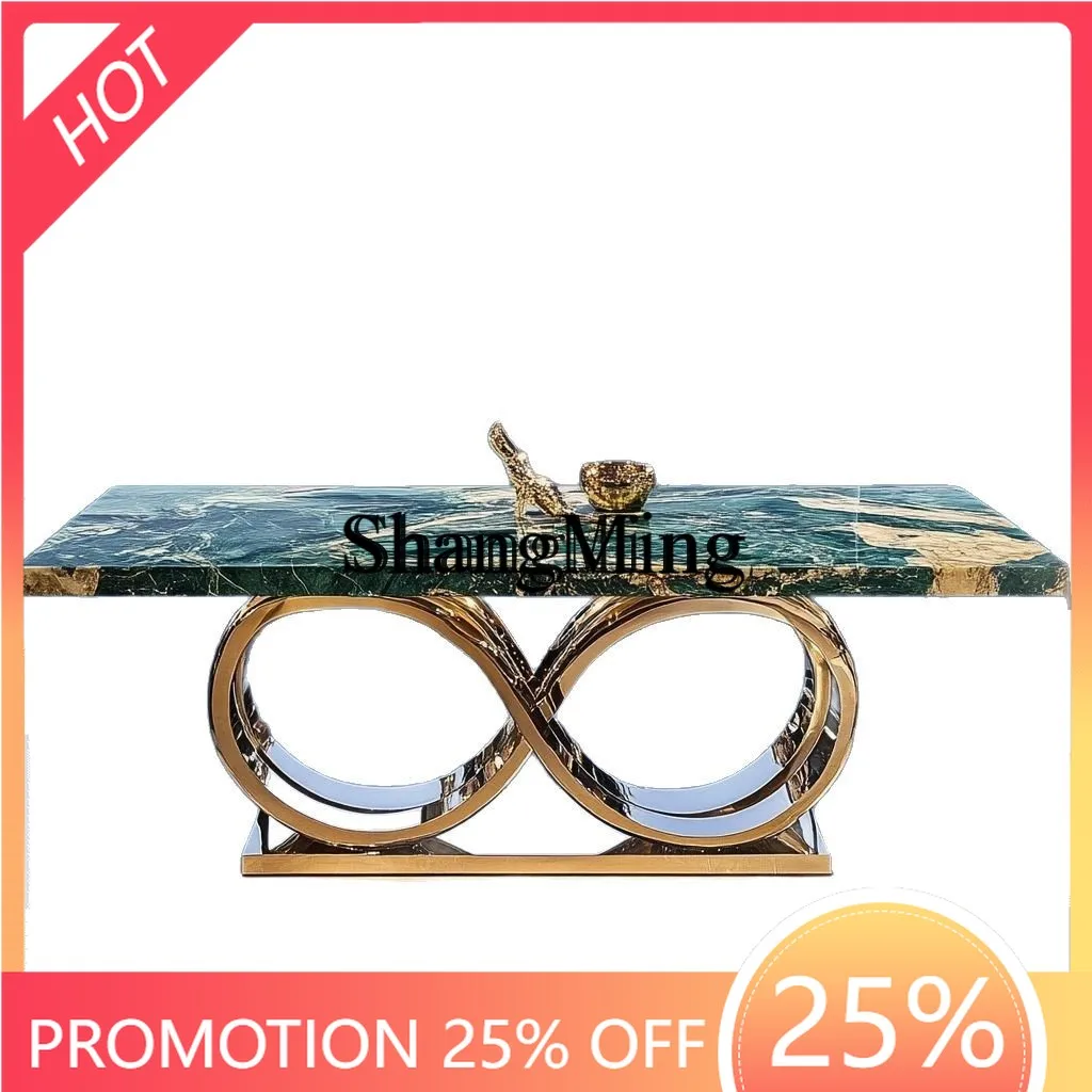 

FG good-looking jade rectangular luxury stone dining table modern marble luxury stone light luxury restaurant simple villa home