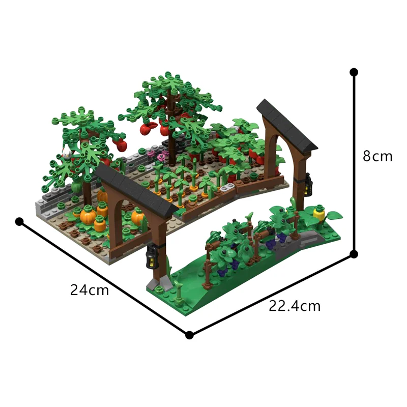 MOC Medieval Crop Field or Garden Model Building Blocks Garden Vegetable Garden Courtyard Assembled Brick Toys Children's Gift