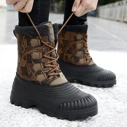 Winter Snow Boots Mid-calf Duck Boots for Men Warm Outdoor Waterproof Hunting Working Boots Mens Camouflage Outdoor Shoes Male