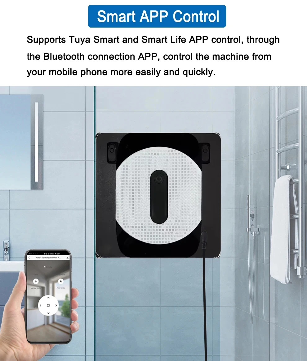 Purerobo W-S8S Fensterputzroboter mit APP, Staubsauger, Fensterreinigungsroboter, elektrischer Glasreiniger für Zuhause, Reinigungsroboter für Gläser – Detail 5