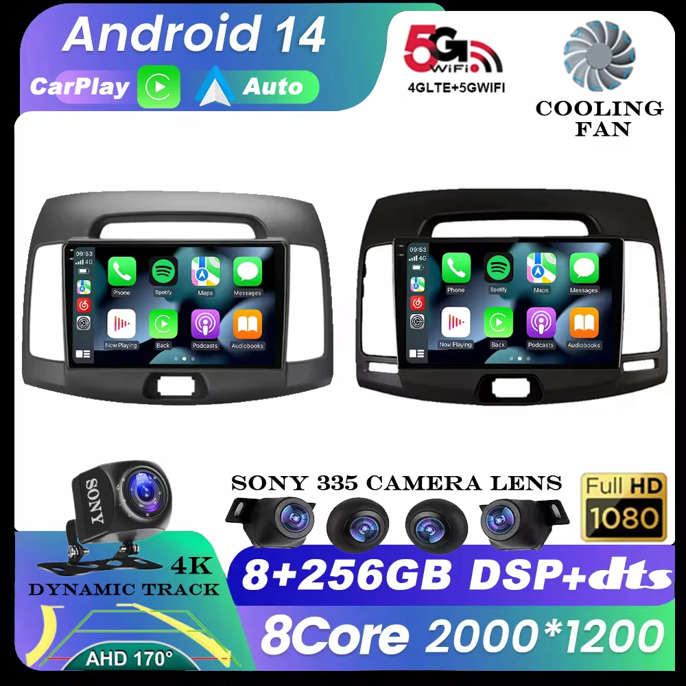 

Android 14 2Din 4G Car Stereo Radio Multimedia Video Player For Hyundai Elantra 4 HD 2006-2012 Navigation GPS Carplay 360 Camera