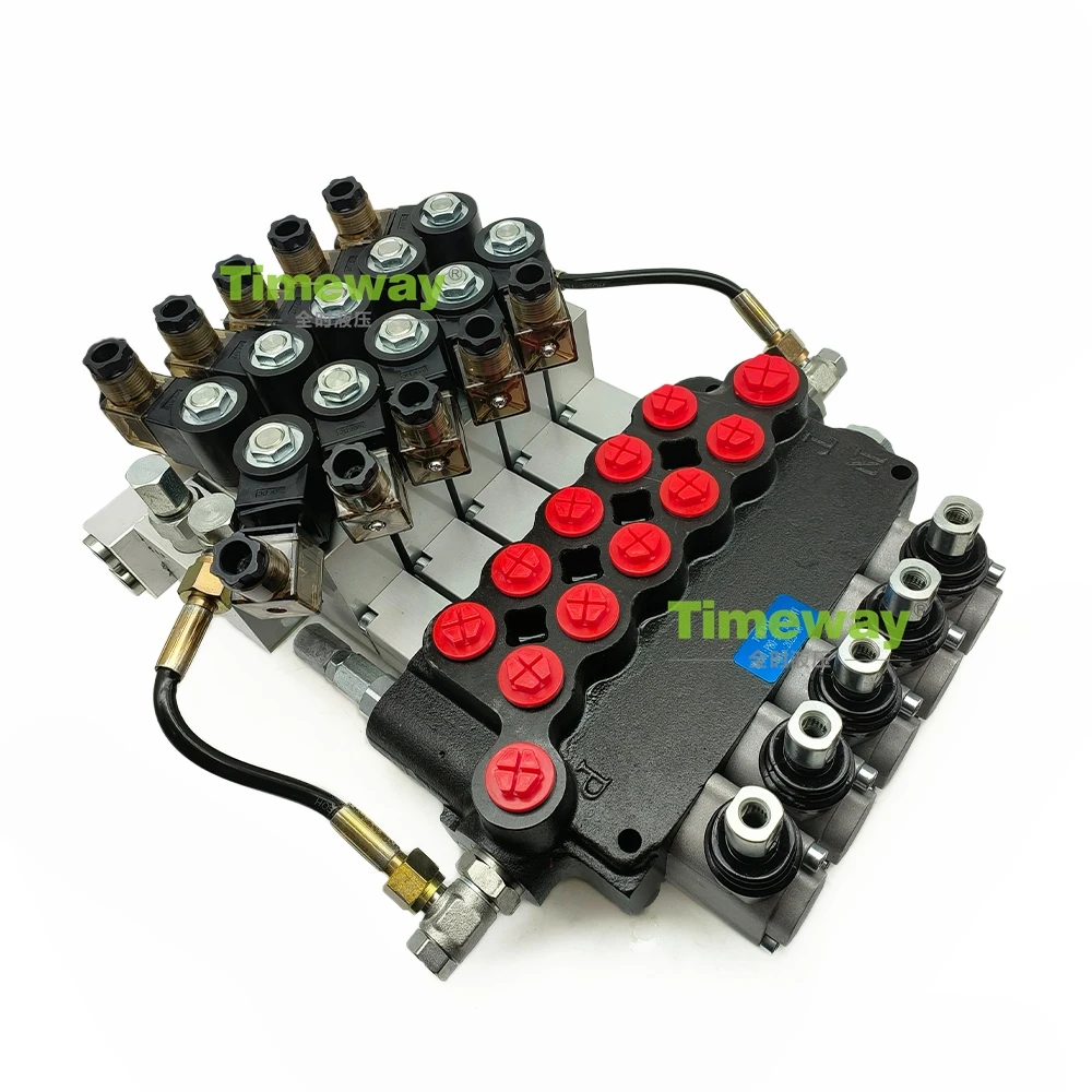 P80 Multi-way Valve P80-5 Electric and Hydraulic Control Valve 80LPM Manual Electro-hydraulic Directional Valve 24V