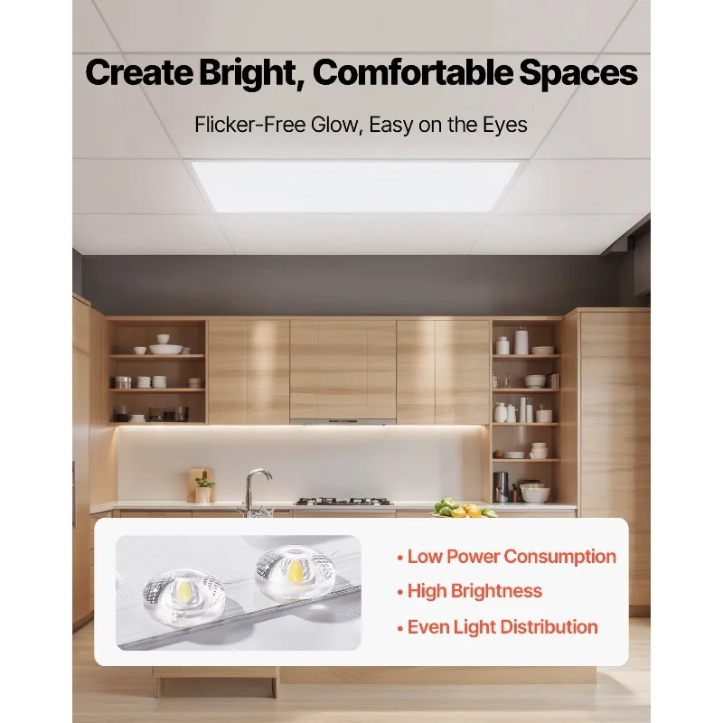 2x4 FT LED Flat Panel Light 7800LM 50W Ceiling Light Fixture 4000K/5000K/6000K