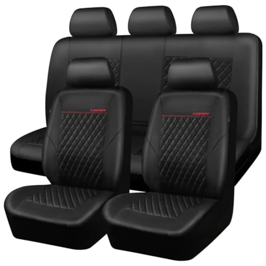 

Чехлы для сидений из искусственной кожи, полный комплект, водонепроницаемые, премиум-класса, с 5-миллиметровым композитным наполнителем, совместимые с подушками безопасности