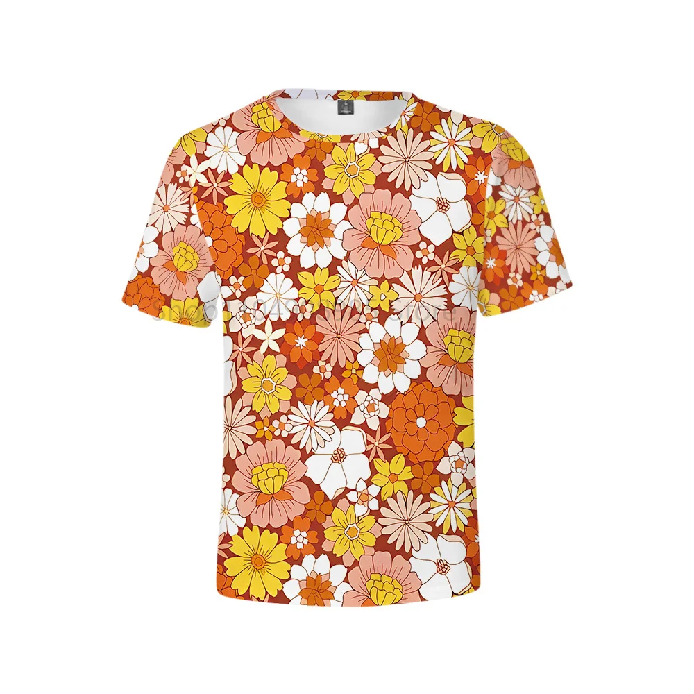 

Colorful Flower Power T Shirt Couple Retro Style Hippy Vintage Gym T Shirts 70s Golf Summer Fashion Tee Shirt Graphic Tops