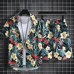 Men Shirt Sets 3d Print Vintage Floral Short Sleeve Casual Shirt oversized Beach Shorts Summer Streetwear Hawaiian Suits Clothes