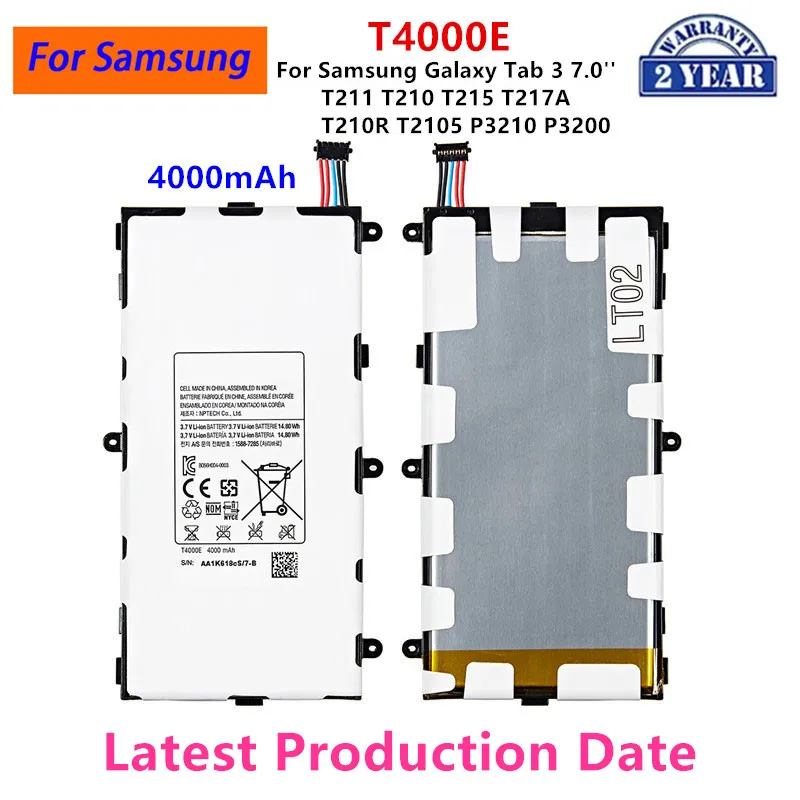 

Brand New Tablet T4000E Battery 4000mAh For Samsung Galaxy Tab 3 7.0'' T211 T210 T215 T217A T210R T2105 P3210 P3200