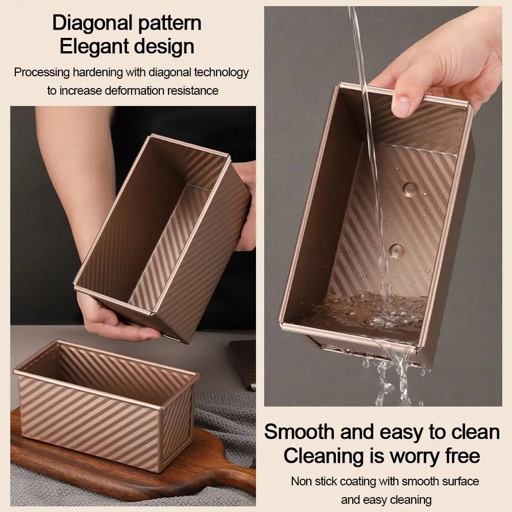 Carbon Steel Loaf Pan Rectangle Shape with Cover Bread Baking Mould Non-Stick Surface Toast Preparation Cake Toast Box