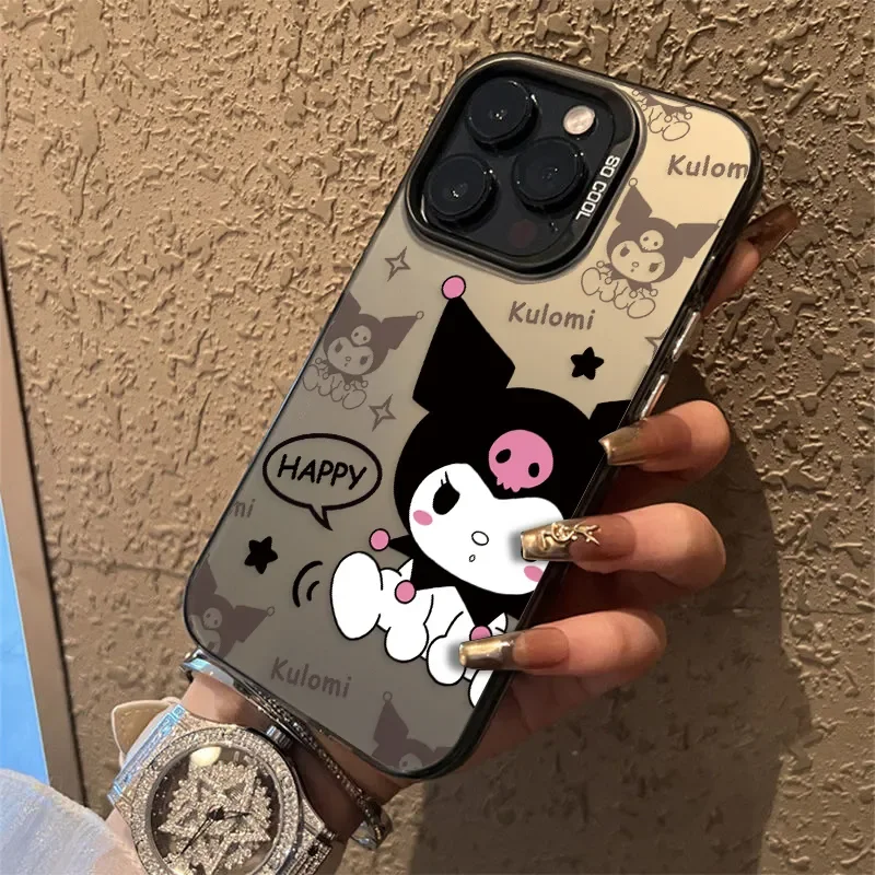 Sanrio Kuromi Happy Phone Cases For iPhone 16 15 14 13 11 12 Pro Max XS XR 7 8 Plus MINI Cartoon Cute Shockproof Cover Y2K Girl