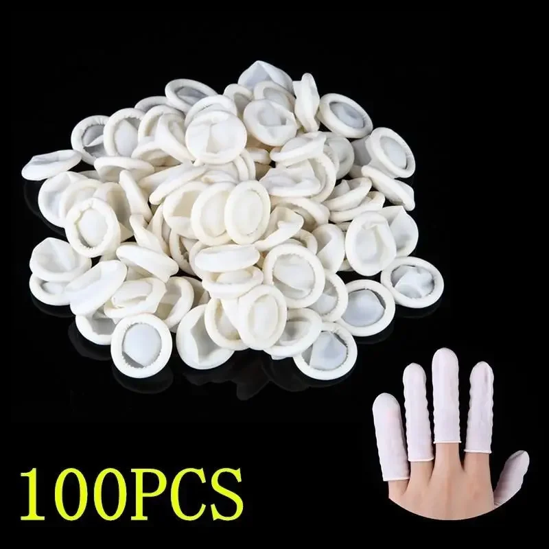 100Pcs Disposable Latex Finger Cots White Fingertip Protective Gloves Nail Art Thimble Finger Cover Manicure Accessories