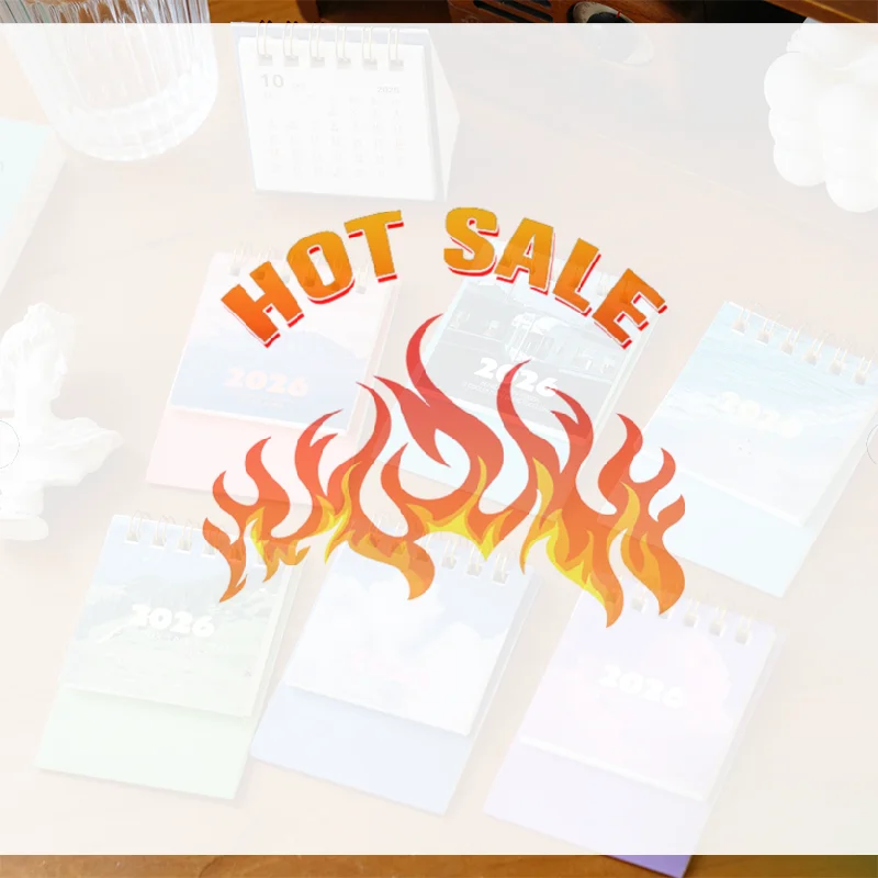 

Пейзажный мини-настольный календарь на 2026 год, креативный календарь-планировщик, настольный орнамент, украшение, офисные канцелярские принадлежности