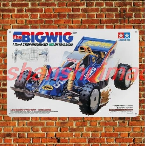 Metal Poster Vintage Rc Car Tin Sign Plaque Tamiya Bigwig Buggy Boxart