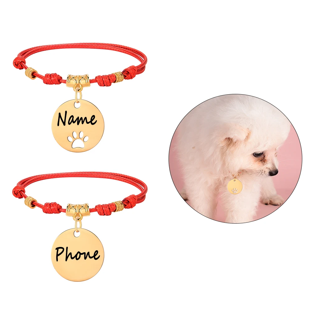 

Personalized Pet ID Collar with Laser - Engraved Name & Phone Tags Adjustable Cat/Dog Necklace