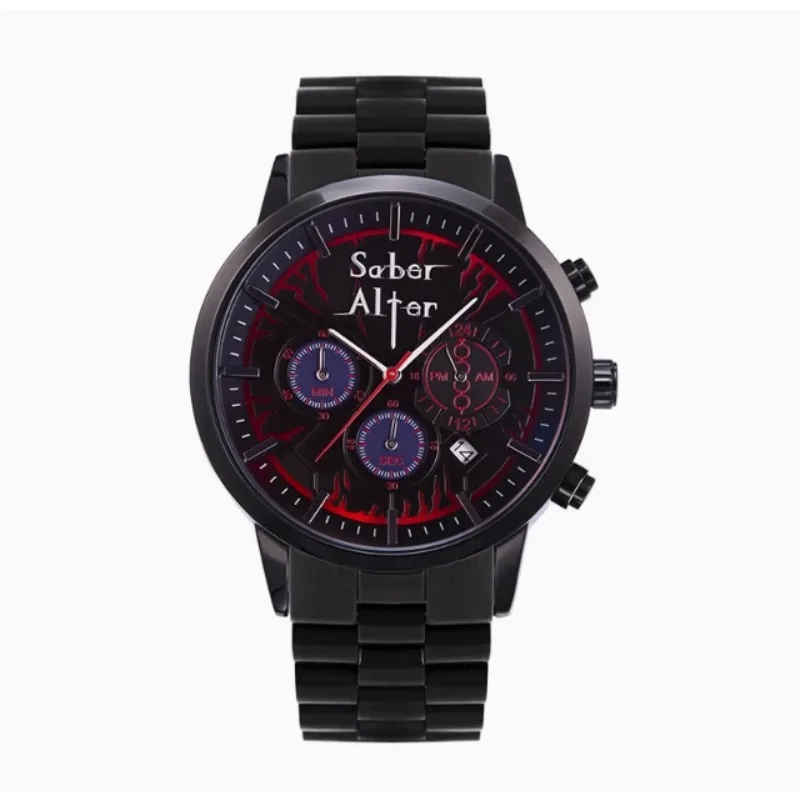 Anime Peripheral Lucky Stone Fate Genuine Watch Saber Alter Armor Combination Quartz Watches Erosion of Black Armor