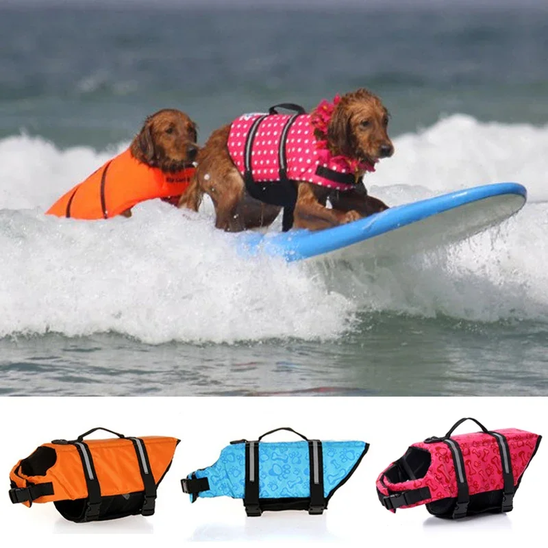 Pet Dog Life Jacket Bones Patterns Safety Clothes Life Vest Harness Saver Pet Dog Swimming Preserver Clothes for Summer Swimwer