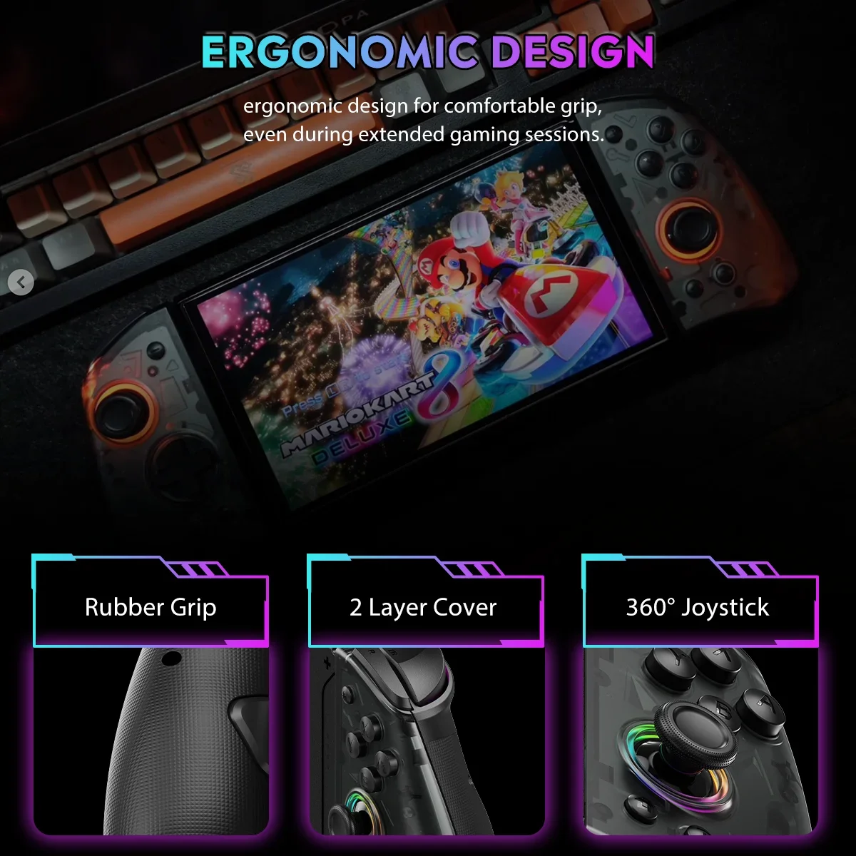 QRD Stellar T5 لوحة الفرح اللاسلكية للتبديل/التبديل 2 وحدة تحكم Joy-Con اليسار اليمين لوحة ألعاب متوافقة مع البلوتوث مع حزام اليد