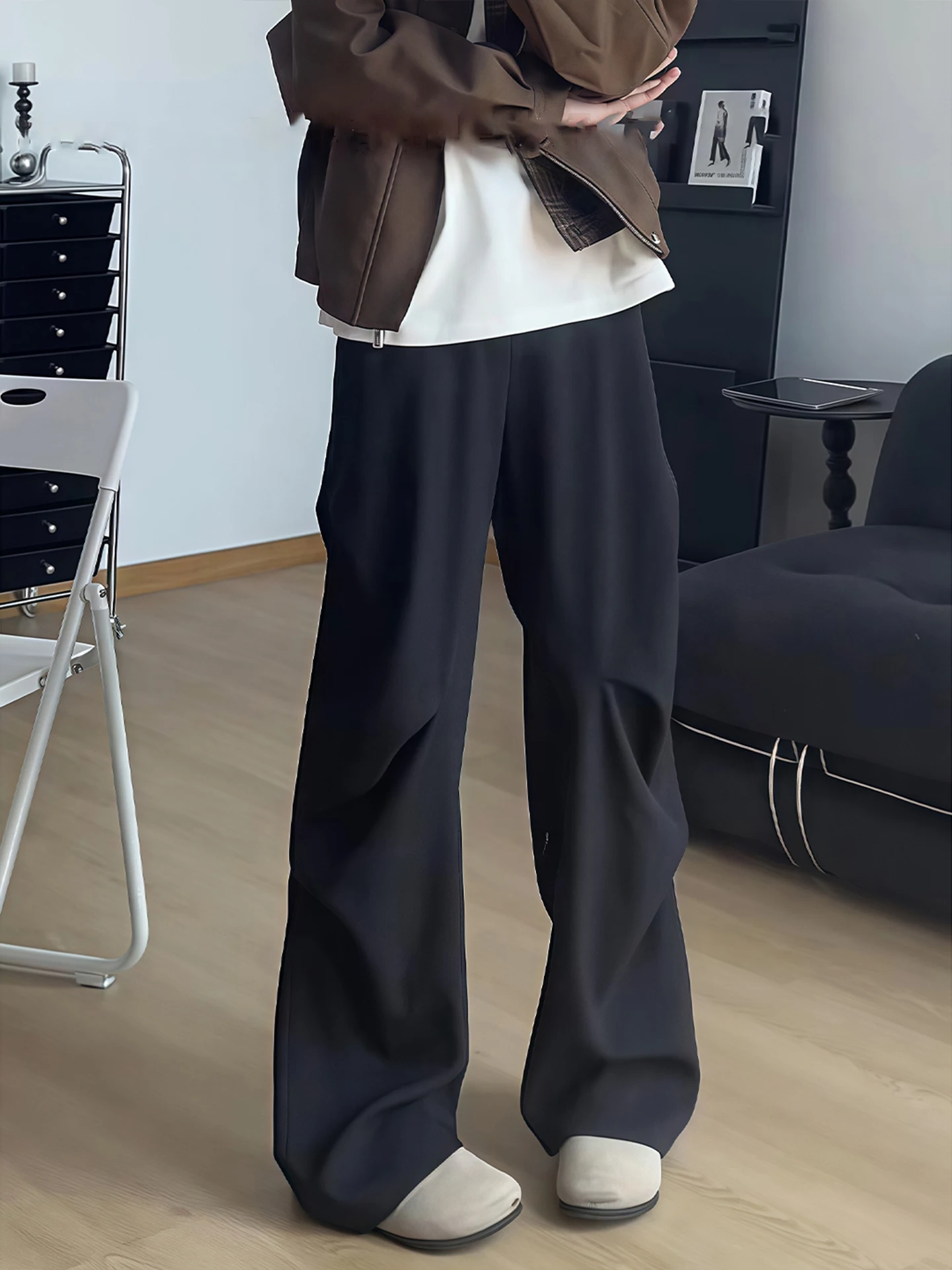 

Cleanfit Men's Casual Pants Pleated Straight Leg American Style Drapey Micro Flared Knee-Length Breathable Summer Fashion