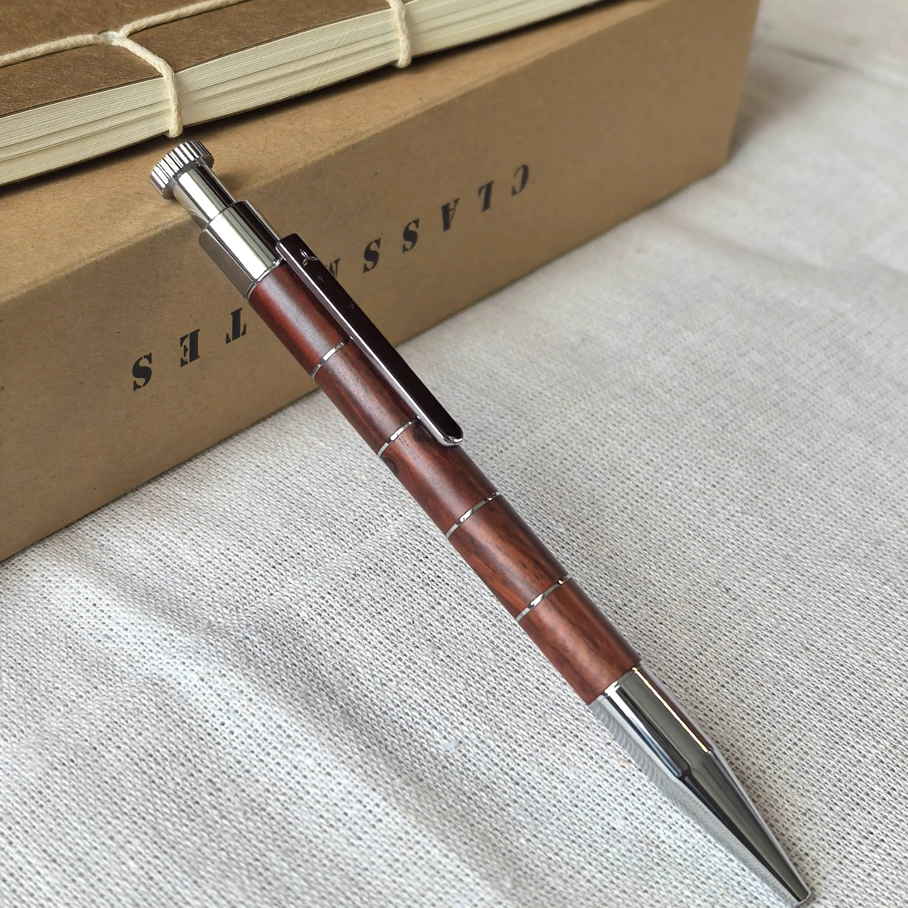High-Value Press Type  Solid Wood Gel Pen,Signature Pen Walnut Rosewood Maple Heavy Feel G2 Refill 05/0.7mm Black