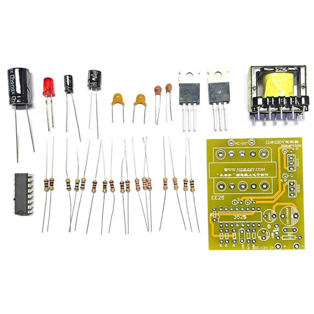 

12V to 220V Inverter Kit DIY Assembled Power Supply Inverter Driver Board Output Frequency 18KHz-24KHz for Incandescent Lamps