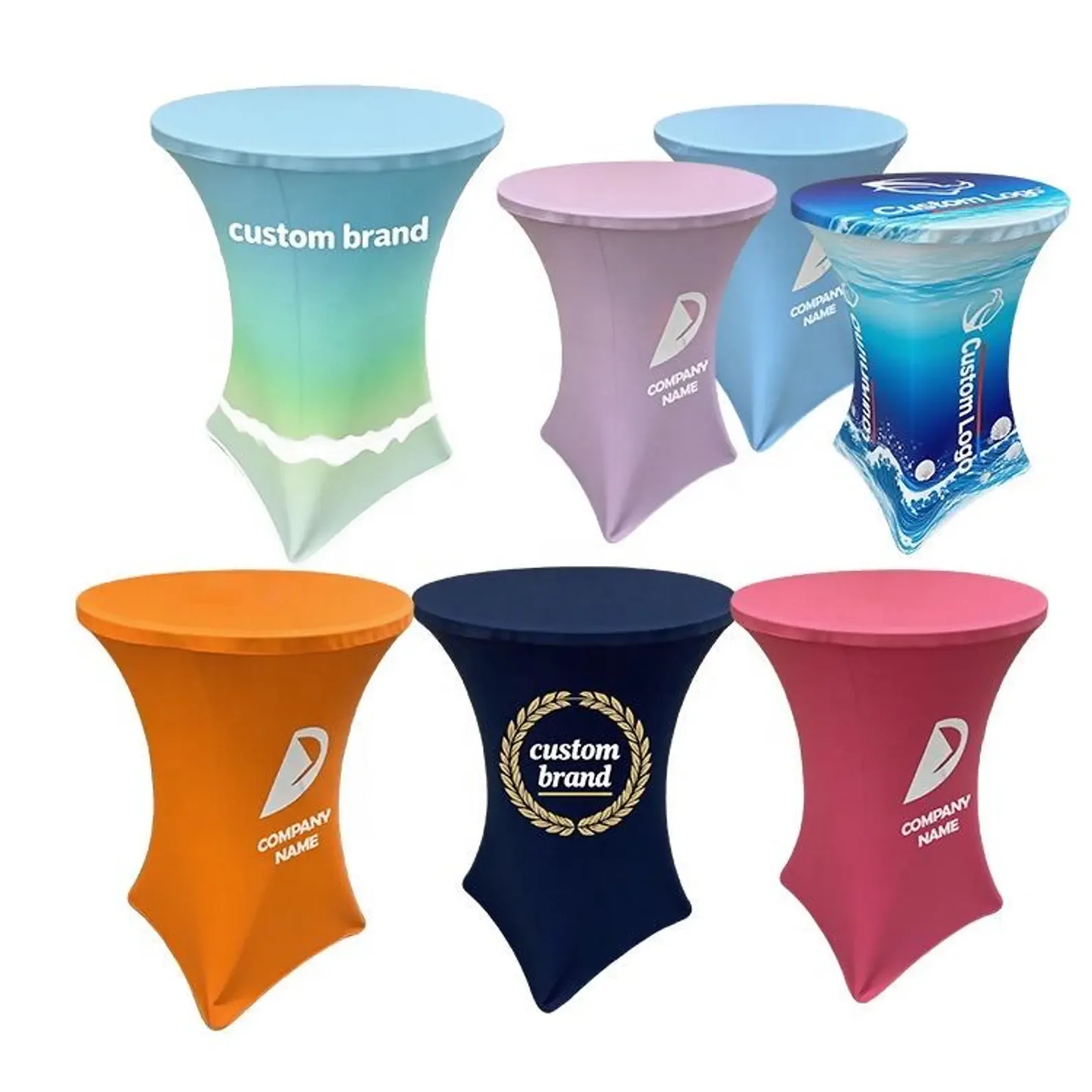Round Digital Print Cocktail Stand Cover Spandex Stretch Table Cloth for Wedding Birthday Party Event Christmas 80cm