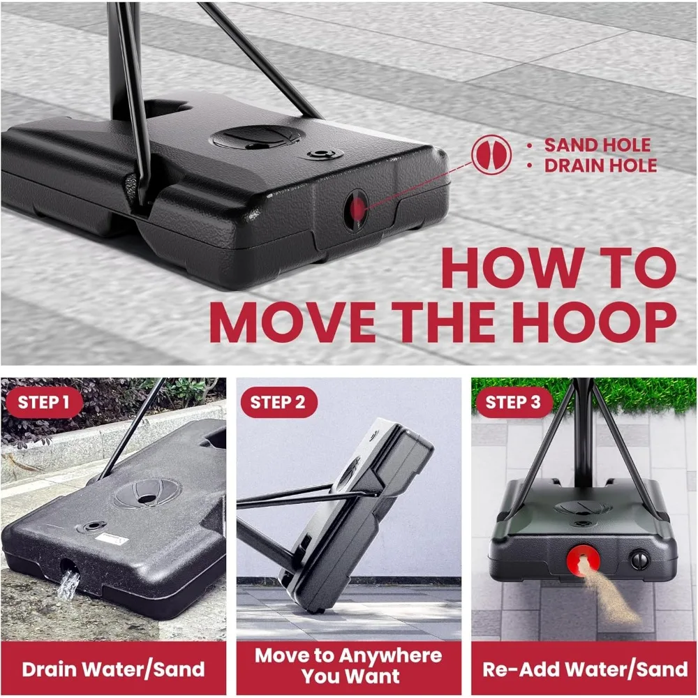 Sistem Ring Basket Portabel dengan Tinggi yang Dapat Disesuaikan - Rangka Baja Tahan Lama untuk Penggunaan Luar Ruangan dan Dalam Ruangan, 45 Inci