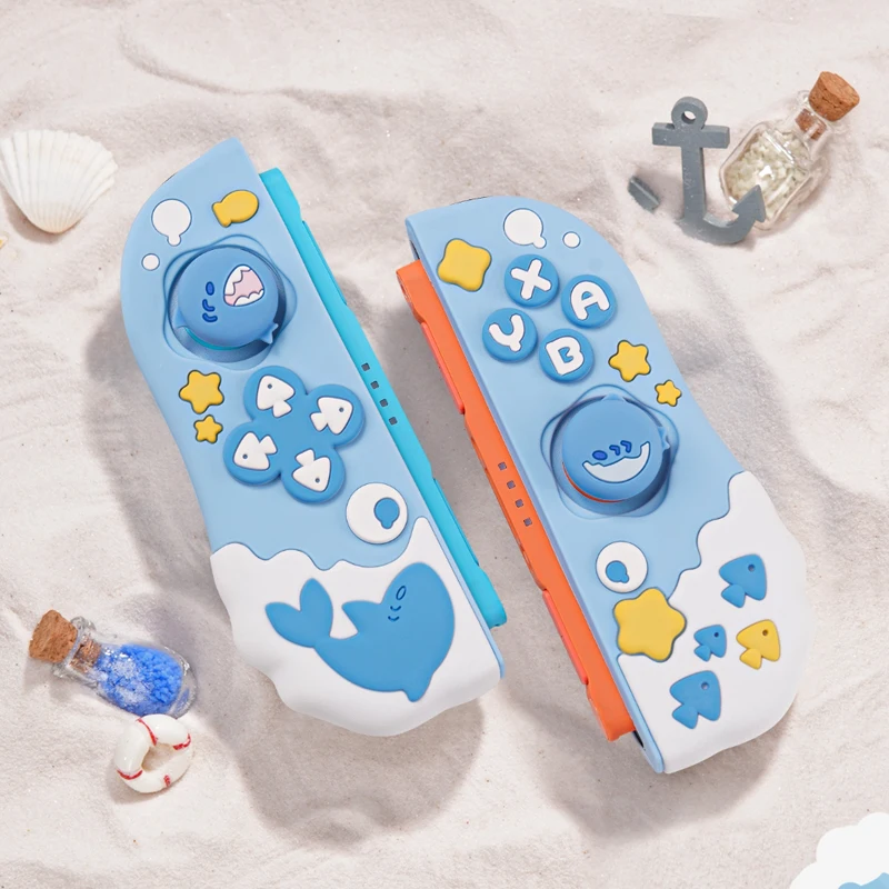 

Милый чехол-накладка в виде акулы для Nintendo Switch 2/NS 2, силиконовый чехол-протектор для контроллеров Joy-Con, с кнопками и ручкой для удобного захвата, полная защита