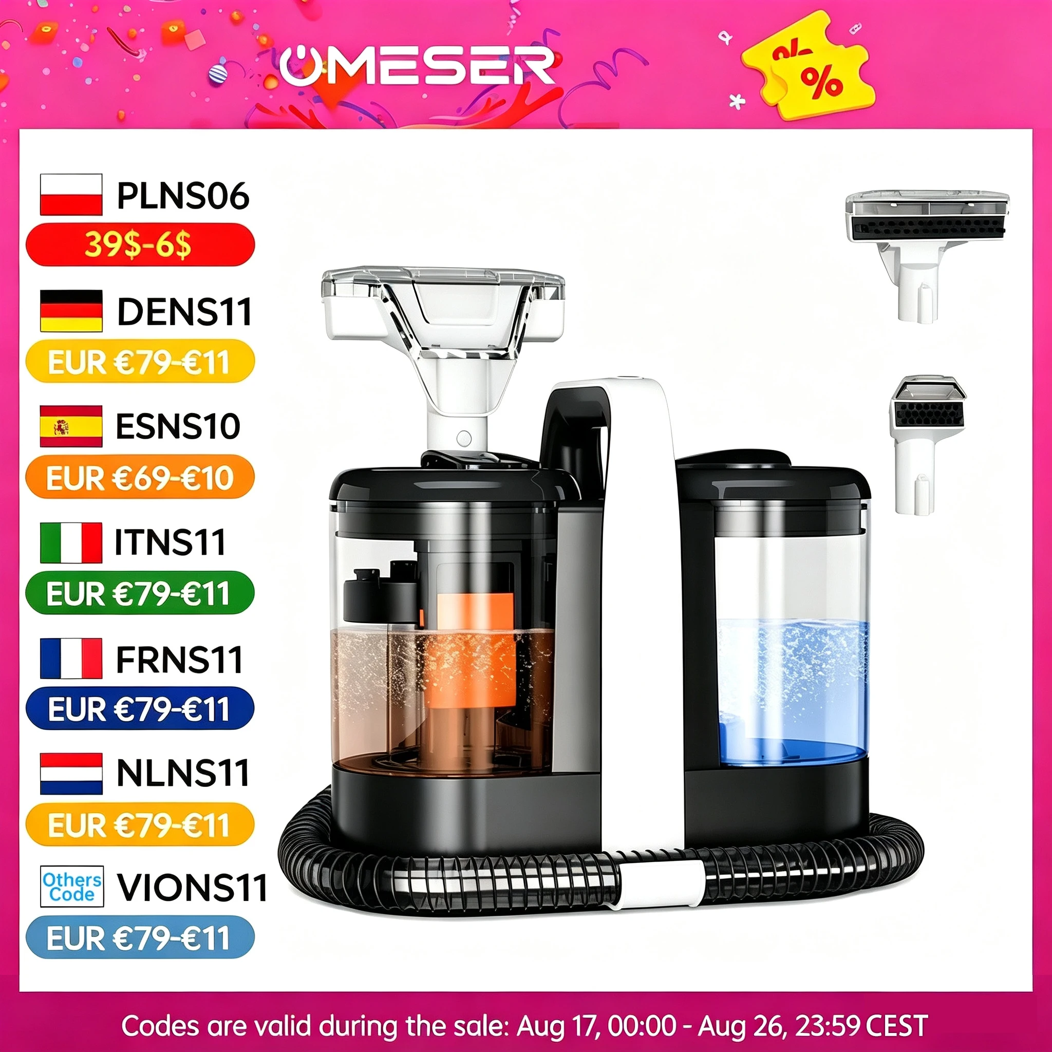 Image of OMESER W07 15KPa Tragbare Teppichreinigermaschine 600W Polsterreiniger Haustier Spezialfleckenreiniger Leistungsstark für Sofa Autositz