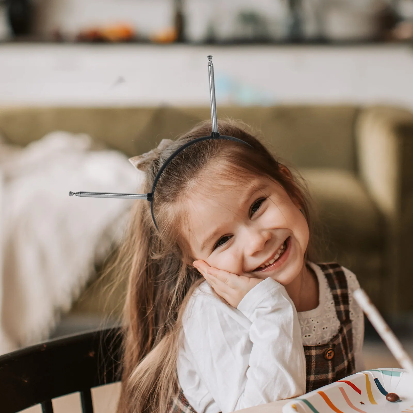 

Регулируемая повязка на голову с антенной для детей, выдвижная, гибкая, для вечеринок, повседневного ношения, аксессуар для волос для малышей, для девочек