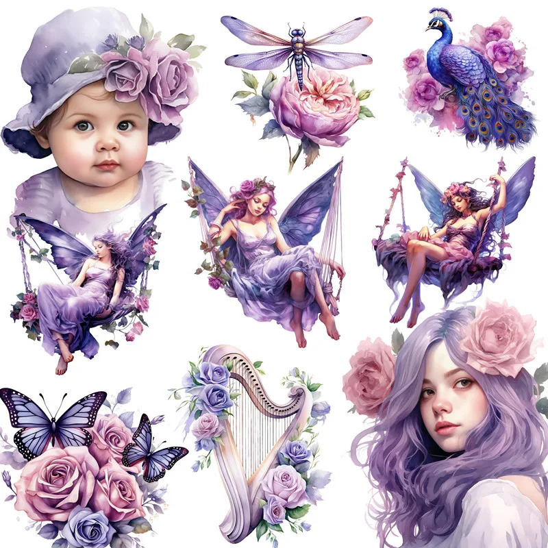 20Pcs/Pack Purple Rose Sticker DIY Craft Scrapbooking Album Junk Journal Decorative Stickers