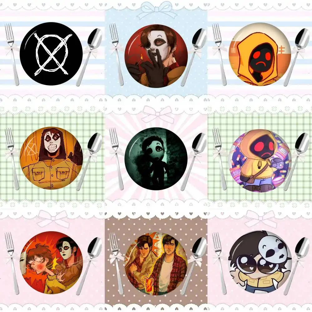 Horror-Kurzfilm M-marble H-hornets Pins Lustige runde Snap-in-Brosche, Abzeichen, Rucksack, Hut, Accessoires, Schmuck, Geschenke für Freunde