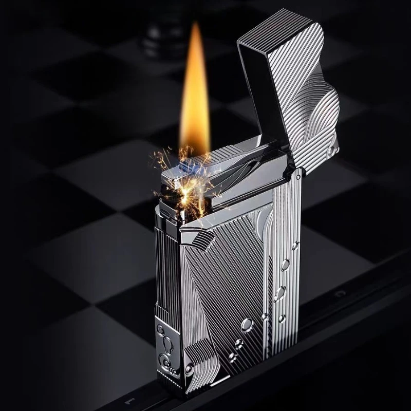 

Зажигалка на керосине 2026 с боковым шкивом зажигания, модная, изысканная коллекционная, подарочная, для курения, аксессуары для сигарет