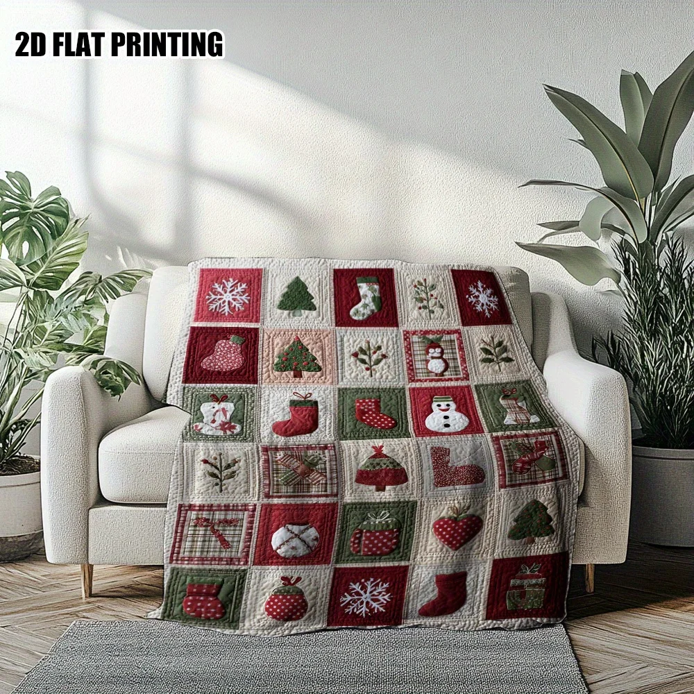 قطعة واحدة من بطانيات الفانيلا الاحتفالية لعيد الميلاد، مثالية للسفر والمكتب، مع رقاقات الثلج وأشجار عيد الميلاد والمزيد، بطانية مكتب #5