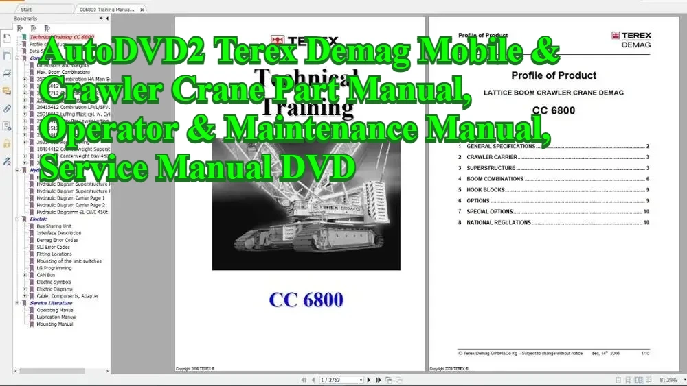 

AutoDVD2 Terex Demag Руководство по эксплуатации и гусеничном крана, руководство по эксплуатации и обслуживанию, руководство по обслуживанию DVD