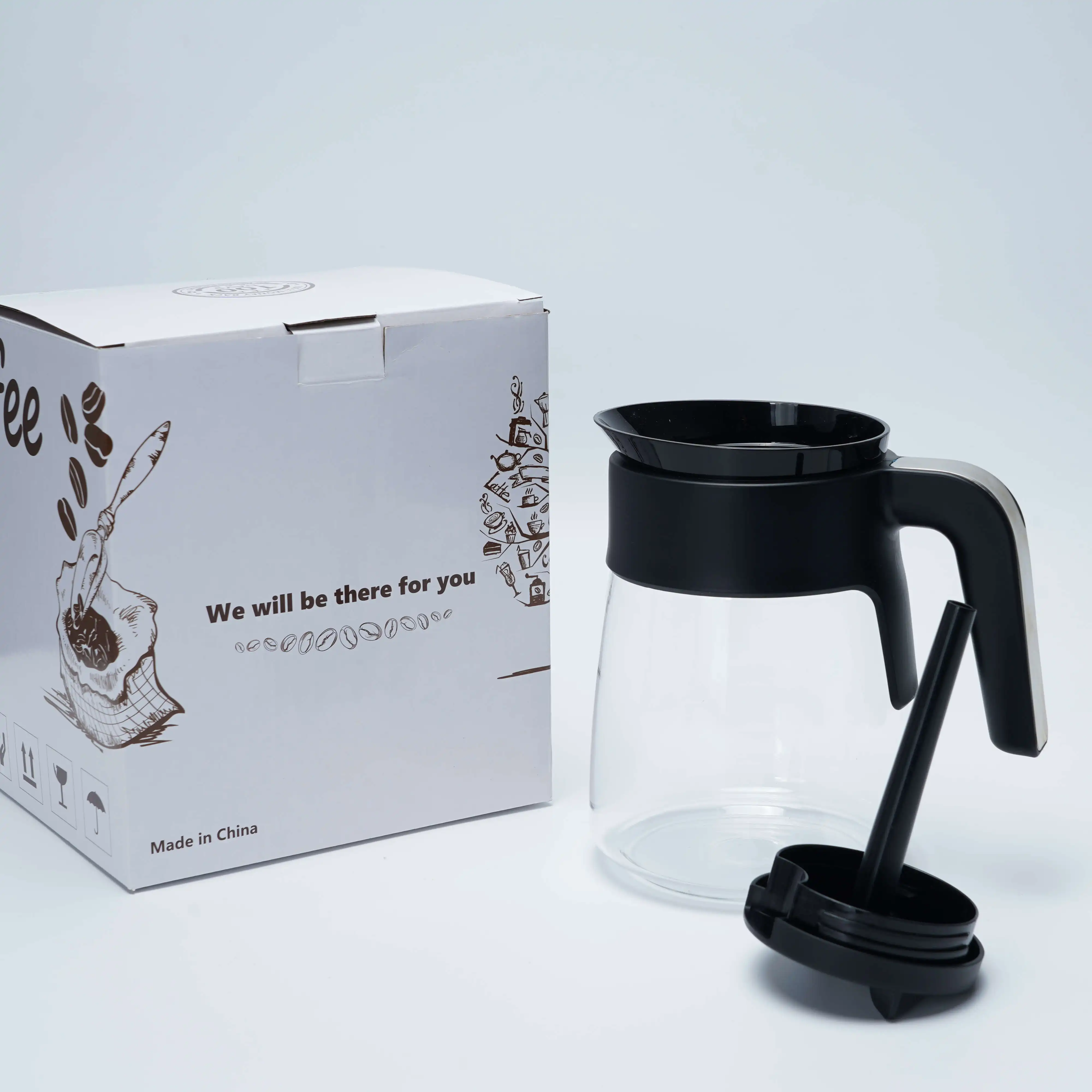 For Ninja Coffee Maker Glass Coffee Pot with Handle Drip Proof Spout Replacement Carafe Dishwasher Safe CFP305 CFP307