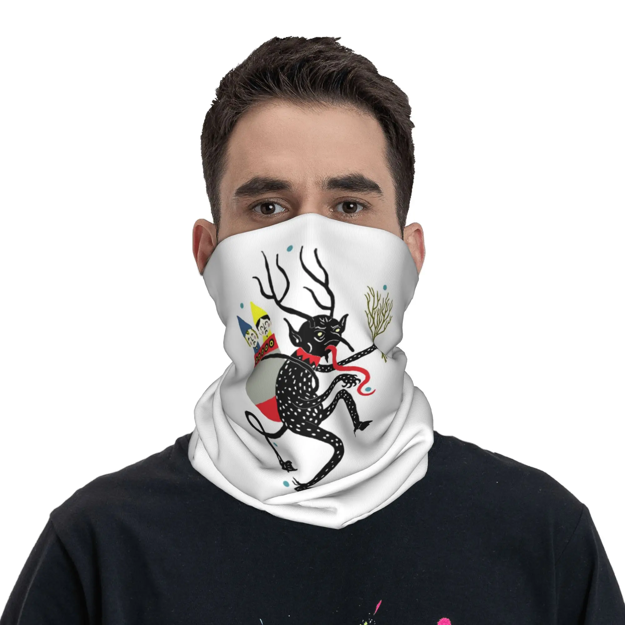 

Бандана-шарф с принтом «Крампус: Рождественский дьявол» в винтажном стиле, для защиты шеи, головной убор для походов и рыбалки, для мужчин и женщин, моющийся.