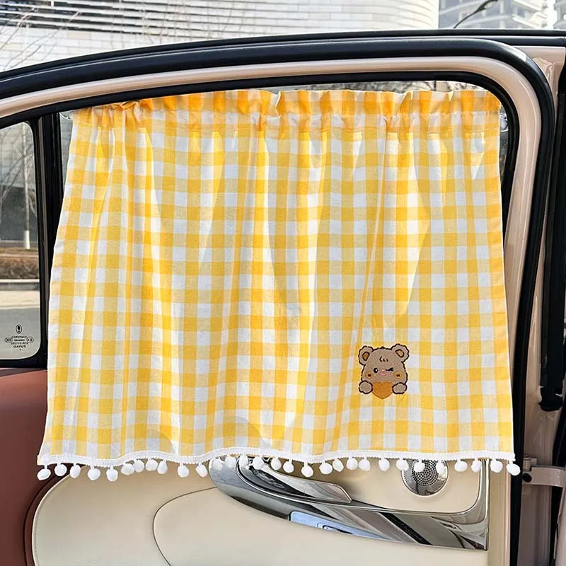 

1PC Car sunshade curtain fabric suction cup type car sun protection heat insulation and shading curtain car inner window