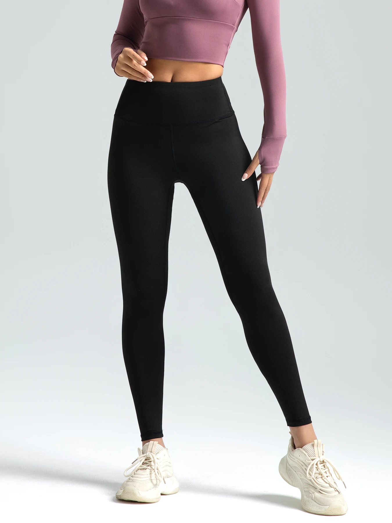 Leggings deportivos sólidos de cintura alta para mujer, pantalones ajustados transpirables y cómodos de secado rápido para correr en Yoga, ropa deportiva para mujer