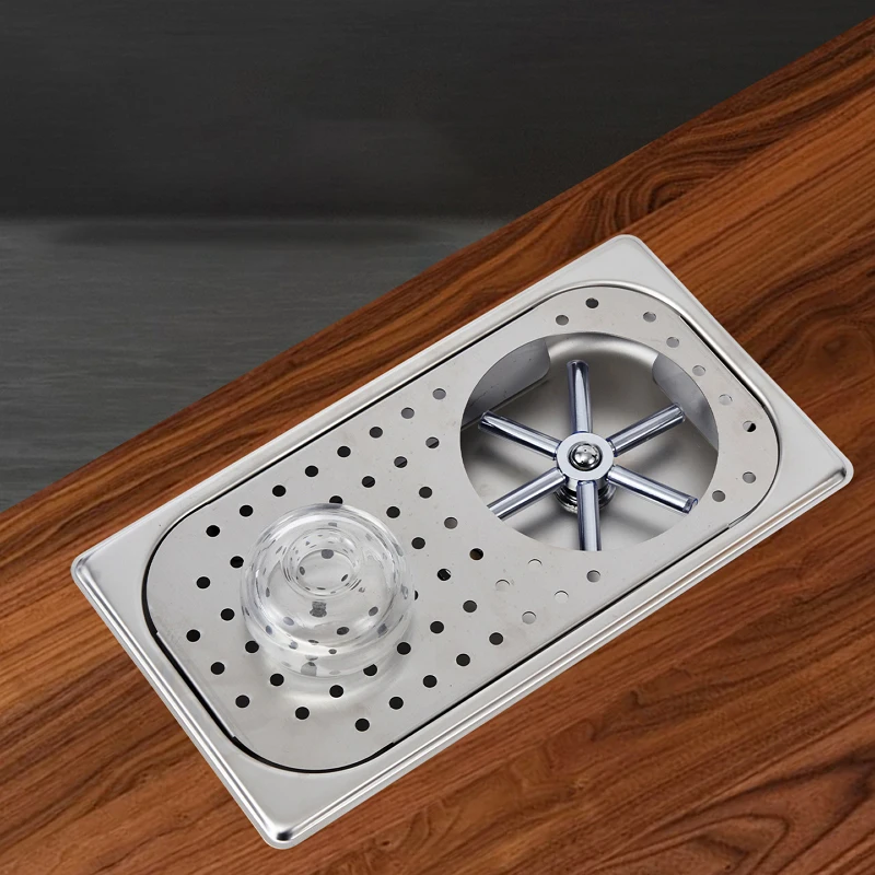 

Pitcher Rinser High-Pressure Nozzle Stainless Steel Glass Rinser with Drain Drip Tray Auto Cup Washer Bar Coffee Cleaning Tool