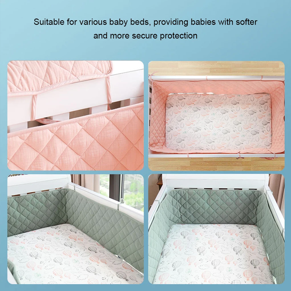 Cotton Crib Bumper for Protection Wrap Baby Anti-bite Solid Color Bed Fence Guardrail Newborn Care Baby Safety Bedding Product