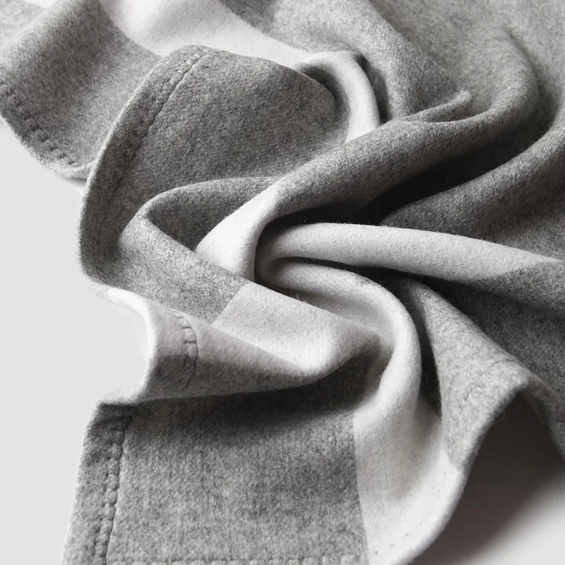 Cross Striped Double Sided Jacquard Wool Blanket Cashmere Blanket Casual Autumn and Winter