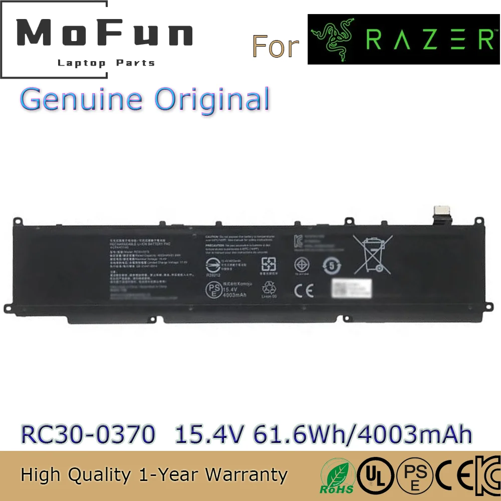 

Brand New Original RC30-0370 15.4V 61.6Wh Laptop Battery for Razer Blade Ryzen 14" 2021 2022 4ICP4/47/140 BEA3 RZ09-0368