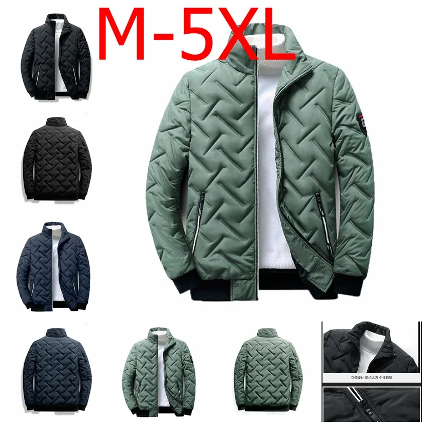 Men Bomber Jacket For Quilted Thicken Cotton Padded Quilted Jacket Men Baseball Jacket Warm Coat Street Coat Plus Size M-5XL