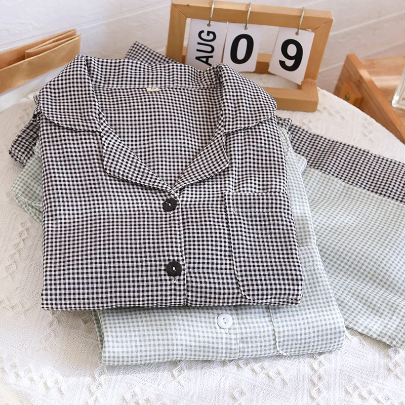 

New Adult Men's Pajamas Spring Autumn Long Sleeve Plaid Print Cotton Long Sleeve Pajama Man Sleepwear Pijama Trousers Suit